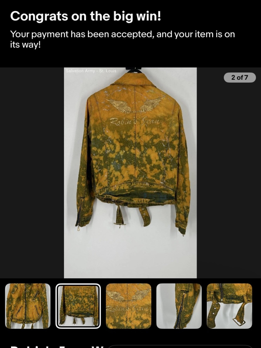 Very rare sought after Robin's Jean Two-Tone Mustard Embroidered Denim Jacket